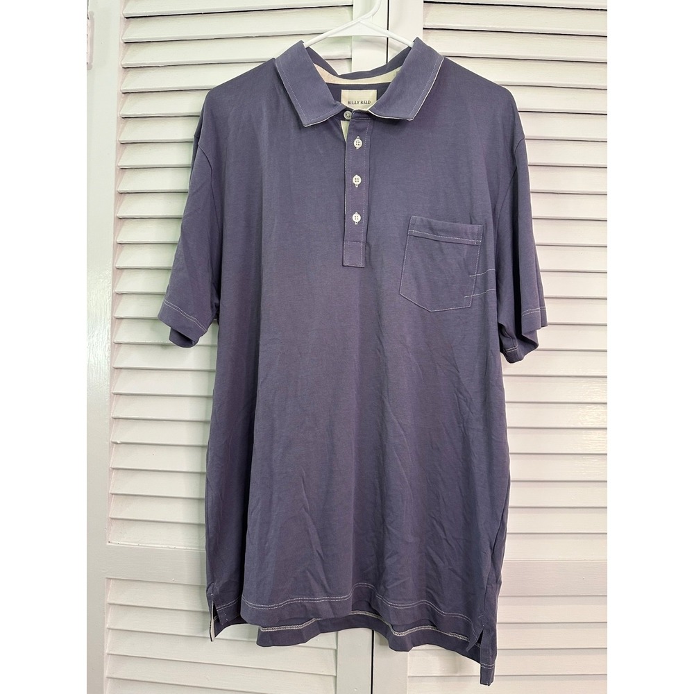 Billy Reid Size XXL Blue Gray 100% Cotton Pocket Polo Shirt